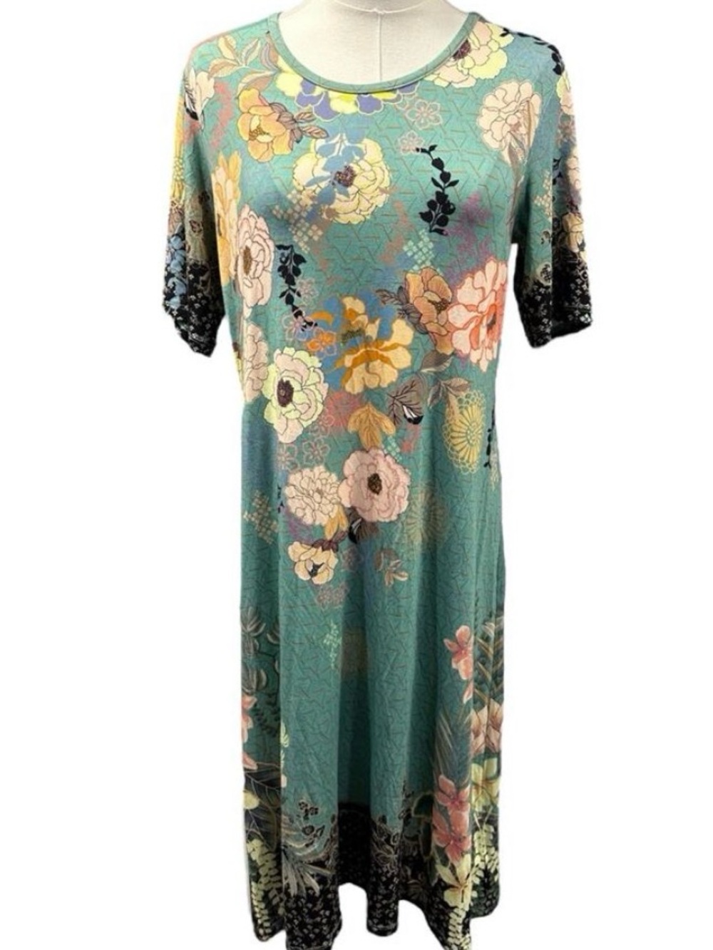 Johnny Was Millay Swing Dress Bamboo Mint Floral size M - Picture 3 of 6